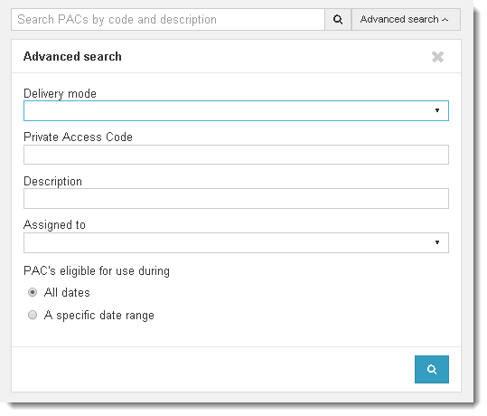 Advanced search box.